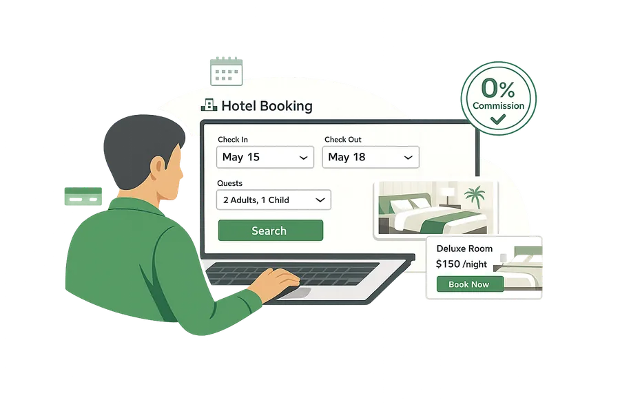 LodgeHog booking engine — guest room search, availability calendar and direct checkout
